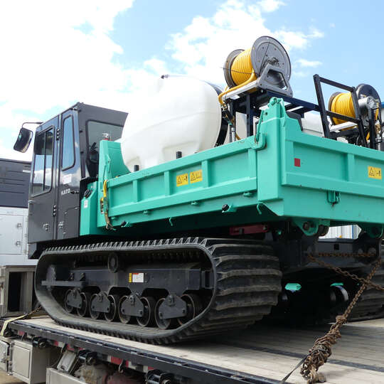 A custom sprayer unit viewed from the back