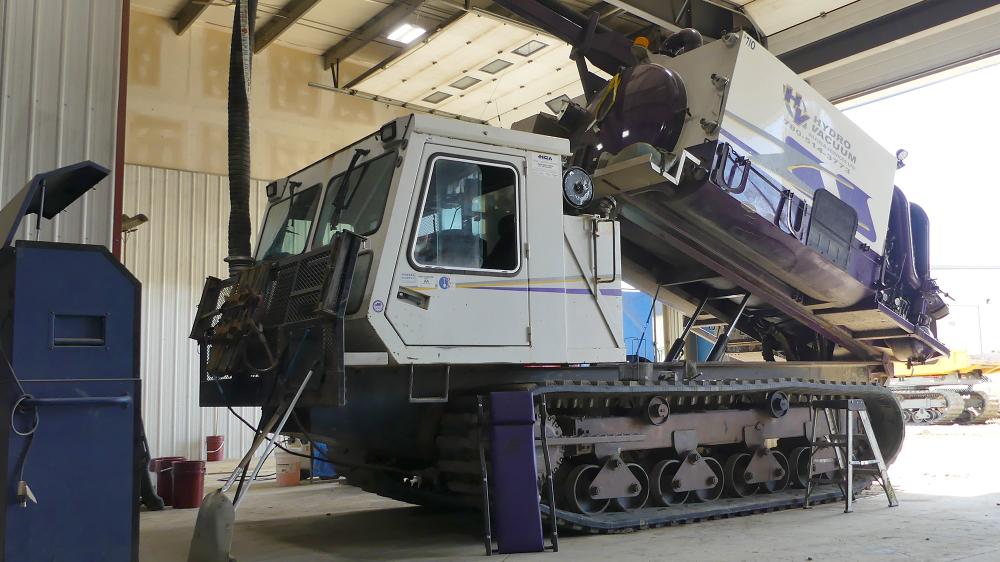 A tracked carrier in the maintenance shop at Carriers Canada